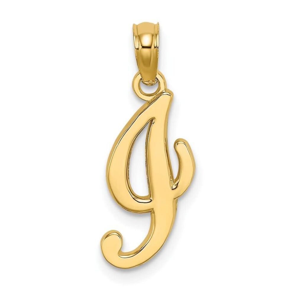 10k Yellow Gold Polished I Script Initial Charm - image 6